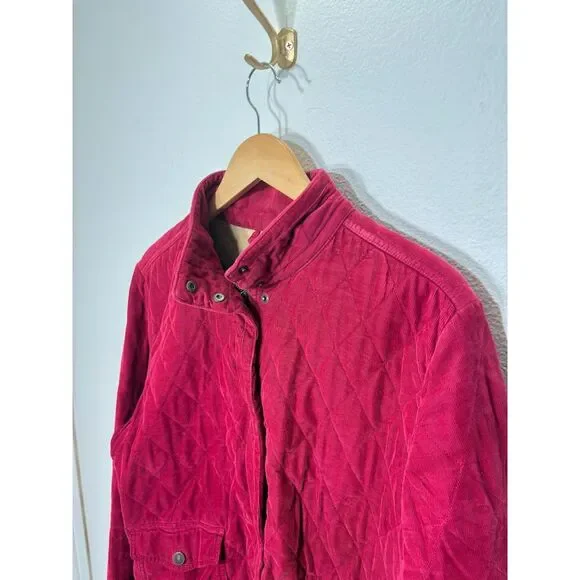 Eddie Bauer Vintage Jacket sz XL Quilted Magenta corduroy chore coat barn coat - Picture 3 of 4